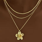 Gold Layered Necklaces for Women, 14K Gold Plated Dainty Gold Chain Choker Necklace Stack, Herringbone Gold Necklaces Set - color: gold-3-Flower