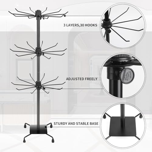 3 Tier Spinner Display Rack Retail Display Stand Metal Rotating Display Rack for Jewelry Keyring Socking HatsToys