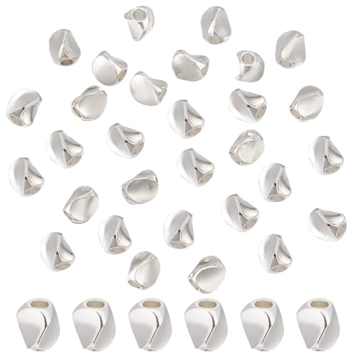 PH PandaHall 50PCS 925 Sterling Silver Beads for Jewelry Making, 4.5mm Triangle Brass Spacer Beads Long-Lasting Plated Loose Beads for Bracelet Necklace Earring Jewelry Making, Hole: 1.8mm - color: 925 Sterling Silver