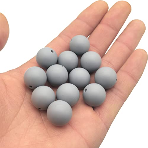 DIYOMR 100Pcs 15mm Dark Grey Round Silicone Beads for Jewelry Making - color: Dark Grey, size: 15mm