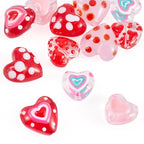 Craftdady 12Pcs Lampwork Glass Heart Beads Handmade Drawn Enamel Beads with Polka Dot Colorful Sweet Love Heart Loose Spacer Bead for DIY Earring Necklace Bracelet Jewelry Making - color: Polka Dot Heart