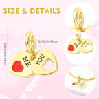 Charms for Jewelry Making Real 18K Gold Plated Dangle Charms Large Hole European Brass Pendant for Bracelet Necklace Women Gift - style: Heart