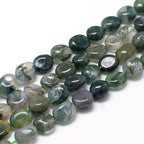 30-45Pcs/Strand Natural Moss Agate Beads 15.7" Irregular Nuggets Stone Beads 8-15mm Gemstones Loose Spacer Bead for DIY Bracelet Necklace Jewelry Making Crafting - color: Moss Agate