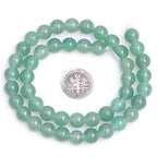 JOE FOREMAN 2MM Big Hole 8mm Green Aventurine Jade Round Natural Gemstone Semi Precious Loose Beads for Jewelry Making 15" Beaded Strand DIY Handmade Craft Supplies - size: 8mm