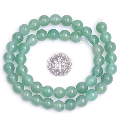 JOE FOREMAN 2MM Big Hole 8mm Green Aventurine Jade Round Natural Gemstone Semi Precious Loose Beads for Jewelry Making 15" Beaded Strand DIY Handmade Craft Supplies - size: 8mm