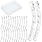 CREATCABIN 40 Pcs Curved Tube Beads Sleek Noodle Beads Long Large 925 Sterling Silver Plated Brass Hole Spacer Connectors Bulk Tube Twist for DIY Jewelry Making Necklaces Findings 20mm - color: 01-silvery