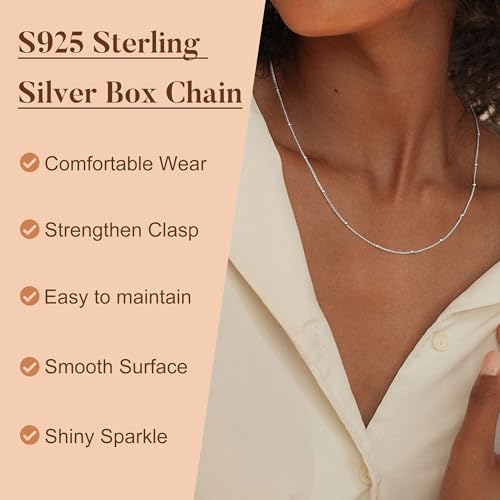 IEFWELL 14K-Real-Gold-Plated S925 Sterling Silver Chain Necklace for Women, 1.2/0.8mm Satellite Bead Cable Box Chains Set Hypoallergenic Sturdy Women's Chain Necklace, 16/18/20/22 Inch Jewelry Gifts - color: Satellite Chain, size: 20 Inch