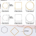 PAGOW 24 pcs Earring Beading Hoop, Hypoallergenic Hexagon Square Round Beading Hoops for Jewelry Making, Earrings Beading Hoop Bulk for DIY Crafts Accessories Supplies (Gold, Silver) - color: 24pcs,hexagon,square,round