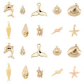 SUNNYCLUE 1 Box 10 Styles Real 18K Gold Plated Ocean Theme Charms Sea Animal Charms Shell Starfish Dolphin Fish Tortoise Dangles Bulk for DIY Earring Necklace Bracelet Jewelry Making - color: 18k Gold Plated 20pcs Charms