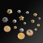 FEBSNOW About 160Pcs Spacer Beads Caps, Bali Style Mixed Tibetan Silver and Antique Gold Flower Bead Caps for Bracelet Necklace Earrings Jewelry Making Supplies - color: antique gold and tibetan silver