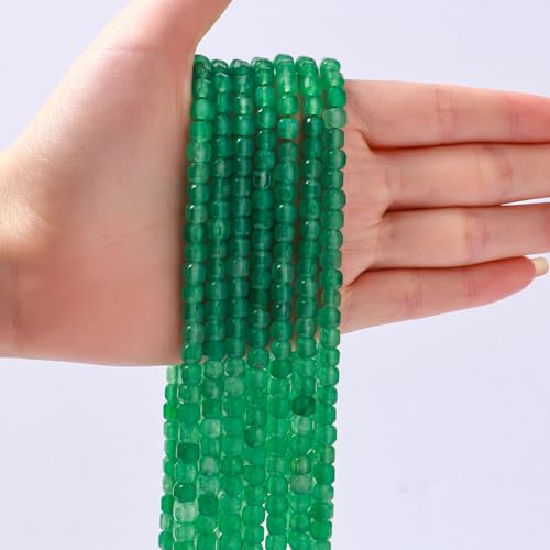 Natural Faceted Green Aventurine Cube Stone Beads 5-5.5mm 60pcs/str Loose Square Semi Gemstone Stone Beads for Making Bracelets Necklace Earrings - color: Green Aventurine