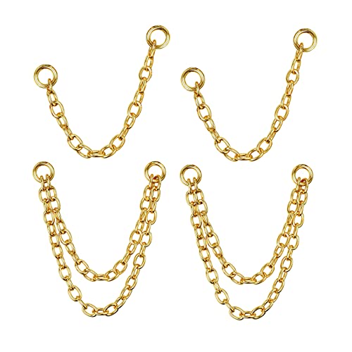 4Pcs Gold Earrings Connector Chains Set for Women, Convertible Dangle Chain for Double Piercings 50mm - color: gold