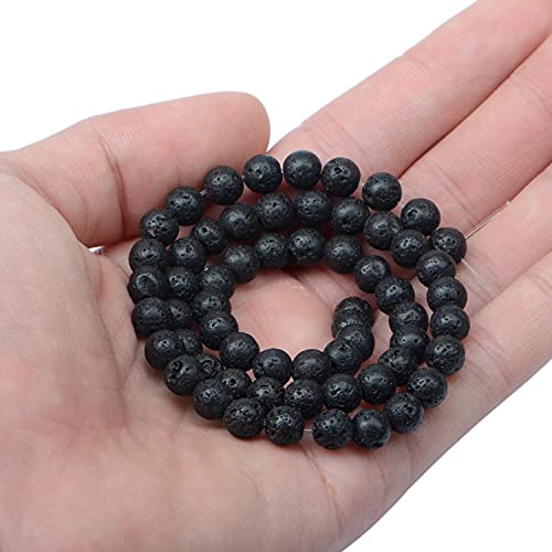 AD Beads Natural Gemstone Round Loose Beads 15" for Bracelet Necklace Earrings Jwelery Making Crafts DIY (4mm, Black Lava Stone) - color: Black Lava Stone, size: 4mm