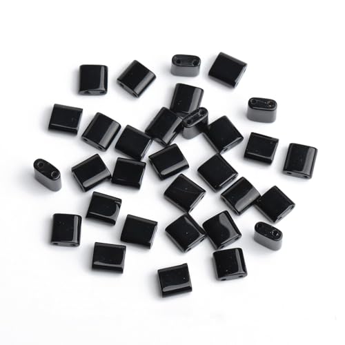 Xilitata Natural Black Onyx Stone Beads, Each Approximately 5x5x2mm Square 2-Hole Spacer Bead, are Used to Make Bracelets, Earrings, Necklaces, with Each String Measuring 15-16 Inches - color: Black Onyx