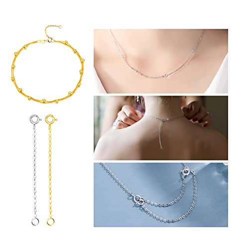 ADMITRY 3 Pcs 925 Sterling Silver Necklace Extender, Durable Chain Extenders, Necklace Bracelet Anklet Jewelry Extension for Women (1 2 3 Inch) - color: Sterling Silver Necklace Extender