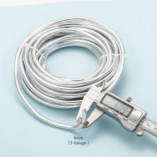3 Gauge Silver Color Round Aluminum Wire 6mm Bendable Metal Craft Wire for Jewelry Making Craft Beading Wrapping