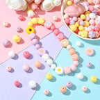 LiQunSweet 110 pcs Spring Theme Daisy Flower Focal Silicone Beads Round Hexagon Shape Silicone Beads for Keychain Making DIY Beadable Pens Jewelry Making Bracelets - color: Hexagon Round Daisy Beads_110 Pcs