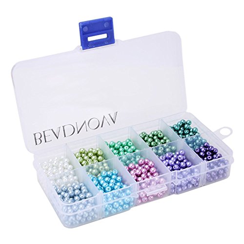 BEADNOVA Satin Pearls Beads for Crafts Tiny Loose Glass Imitation Pearls for Jewelry Making (4mm, 1000pcs, Multi Color) - color: 4mm 1000pcs Mix Lot M02