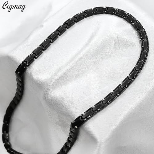 Magnetic Necklace - Titanium Necklace for Men Women Stainless Steel Ultra Strength Magnets - with Adjustable Sizing Tool and Present Box - color: Black