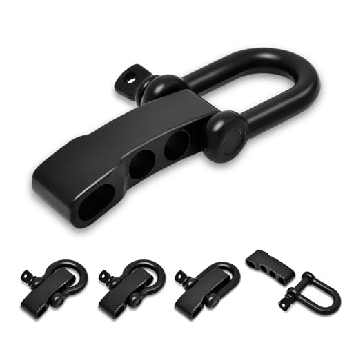 CooBigo Paracord Bracelet Shackle Buckle, Metal Survival Bracelet Bow Anchor + D Ring Shackle Clasp Adjustable Screw Pin M5 - color: Black