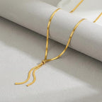 Gold Silver Necklace for Women Y Chain Adjustable Gold Long Necklaces Fashion Dainty Jewelry - color: gold G