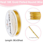 Beebeecraft 1 Roll 30M Round Wire 18K Gold Plated Brass Dead Soft Jewelry Craft Wire for Air Plant Gardening Crafts Wrap Jewelry Making Supplies - color: 18k Gold