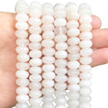 Songxi 5x8mm Natural White Jade Stone Rondelle Beads, 75 PCS Spacer Round Abacus Beads for Jewelry Making, Gemstone for Bracelet Necklace, Arts and Crafts - color: White Jade