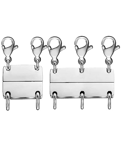 Clysoru Necklace Layering Clasps and Closures for Women Gold and Silver Multiple for Layered Separator Beads Chain Extender Necklaces Bracelet Safety Jewelry Clasp - color: 2 pcs 2 3 Silvers white