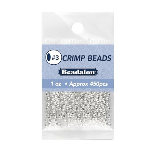 Beadalon Crimp Beads, Size #3, Silver Plated, 1 oz, Approx. 450 pc - color: Silver, size: Size #3, 450 pc