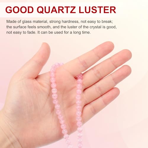 PATIKIL 6 mm Natural Clear Quartz Loose Beads, 2 Strands Crystal Round Stone Strand Beads Gemstone Loose Bead Spacer Beads for Jewelry Making DIY Necklace Bracelet, Pink - color: Pink, size: 6 mm