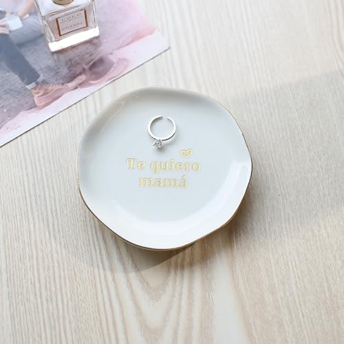 HOME SMILE I Love You Mom Gifts in Spanish Mother's Day Birthday-Te Quiero Mama Ring Dish - style: Te Quiero Mama
