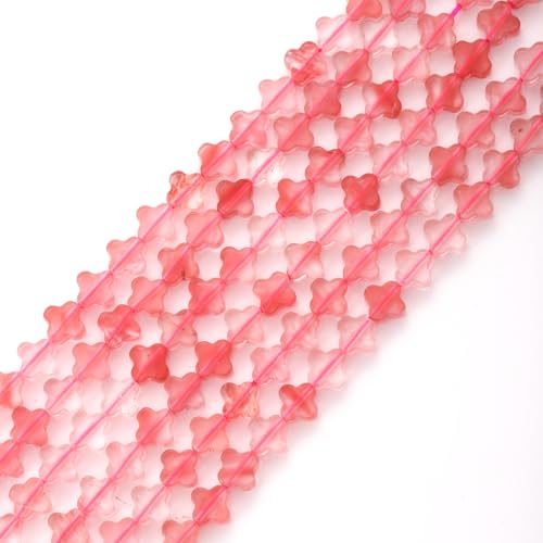 8mm Natural Watermelon Red Gemstone Faceted Clovers Beads Four-Leaf Spacer Loose Beads for DIY Jewelry Making Beads - color: Watermelon Red