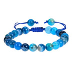 ANAYA AGATE Energy Protection Crystal Handmade Adjustable Bead Bracelet Perfect for Men, Women’s Christmas Gift - Gemstone Healing Stretch Bracelet Pulsera Para Hombre Mujer Stocking Stuffer - color: Lace Agate Blue