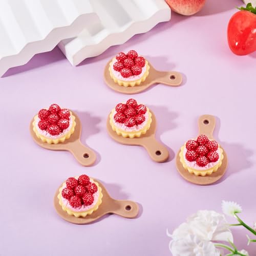 Cheriswelry Cup Cake Resin Pendants Lovely Food Sweet Dessert Dangle Charms Links Hanging Ornament with Metal Loop Fruit Pendants for Key Chains Bracelet Necklace Jewelry Making - color: Strawberry Cake