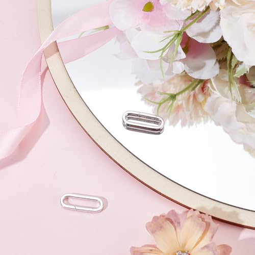 Beebeecraft 1 Box 2Pcs Spring Oval Ring Platinum Plated 925 Sterling Silver Trigger Snap Clip Hook Buckle Carabiner Lock Clasps Connector Fastener Gate Rings for Keychain Jewelry Making DIY Crafts - color: Silver