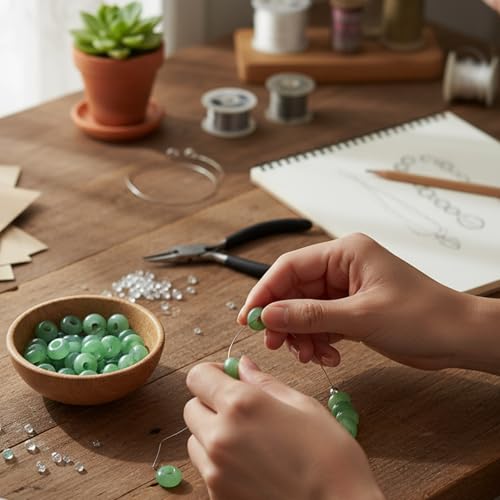 Large Hole Beads for Jewelry Making-100pcs 14mm European Rondelle Spacer Beads,Big Hole Craft for Bracelets(Green) - color: Green