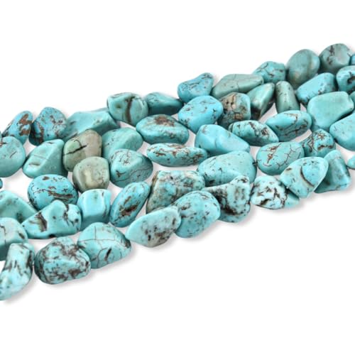 15 Inch 10-12mm Turquoise Gemstone Free Form Tumbled Pebble Semi Precious Irregular Strand Drilled Stone Spacer Beads for Jewelry Making - color: Turquoise 10-12mm