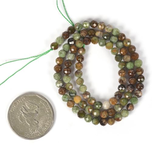 Green Opal 4mm Faceted Round Beads Loose Beads 16 Inch for Jewelry Making Beads - color: Green Opal