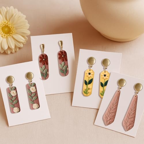 14pcs Rectangle Clay Cutters, Polymer Clay Cutting Tools for Earrings Making, Clay Jewelry Making Kit for Handicraft Enthusiasts - style: Long rectangle theme (14 pcs)