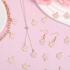 Thinp 30 Pcs Cherry Blossoms Decor, Flower Charms for Jewelry Making Small Flower Enamel Charms Gold Plated Flowers Pendants for DIY Crafts Purse Keychains Bracelet Necklace Earrings Making Findings