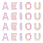 FASHEWELRY 50Pcs UV Plating Rainbow Iridescent Acrylic Letter Beads with Large Hole Large Letter Blocks Charms 3D Letters Chunky Vowel Alphabet Beads for Key Chains Necklace DIY Arts Craft (Pink) - color: Pink, size: Vowels