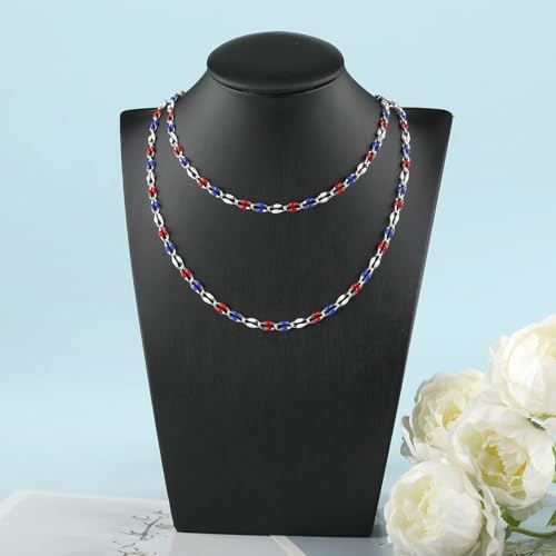 YOUBEIYEE 2 Meters Silver Plated Chain for Jewelry Making USA Flag Enamel Chain Roll Brass Chains Bulk with Jump Rings and Lobster Clasps - color: USA Flag Color