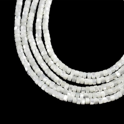 160pcs 4x2mm Natural Mother of Pearl Shell Heishi Disc Flat-Rondelle Spacer White MOP Loose Beads for Jewelry Making 15 Inch - color: Mother of Pearl Shell, size: 4x2mm