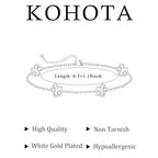 KOHOTA Silver Gold Bracelets for Women Trendy 14K Gold Plated Bracelet for Women Non Tarnish Dainty Stackable Clover Flower Heart Butterfly Diamond CZ Charm Station Bracelets Stack Jewelry Gifts - color: B: Flower-Silver