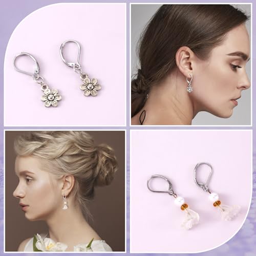 24 Pcs Leverback Earring Hooks, Stainless Steel Clasp Hoop, Hypoallergenic Dangles Earring Hooks, French Ear Wire Findings for Women, DIY Crafts, Jewelry Making (Silver) - color: Silver 24pcs
