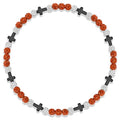 Beaded Baseball Necklace | Adjustable Sports Rope Chain with Baseball Cross Charm - Great Baseball Drip Gift for Players and Fans - color: Orange-White-Blk