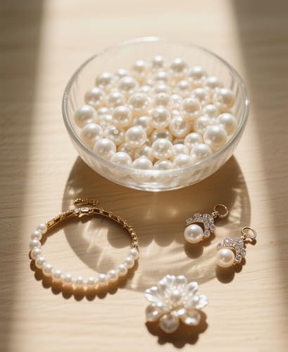 Laopottbeads 350 Pcs Ivory White 10MM Pearl Beads for Jewelry Making Round Pearl DIY Kit for Bracelets, Earrings, Necklaces & Anklets - color: Ivory White, size: 10 mm, 350 pcs