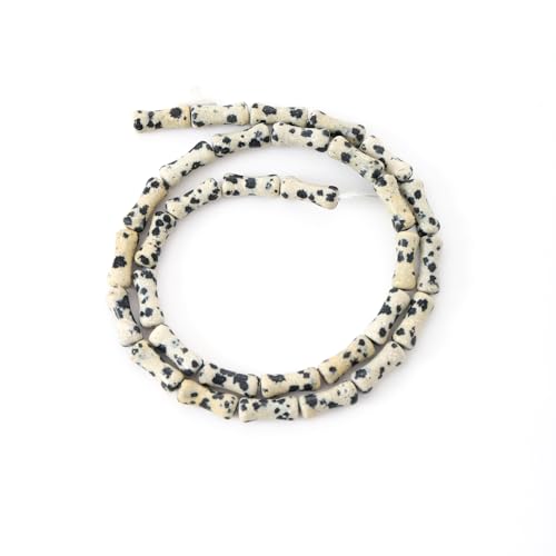 5x12mm Natural Dalmation Stone Bamboo Shape Gem Healing Energy Loose Spacer Beads for DIY Necklace Bracelet Earring - color: Dalmation