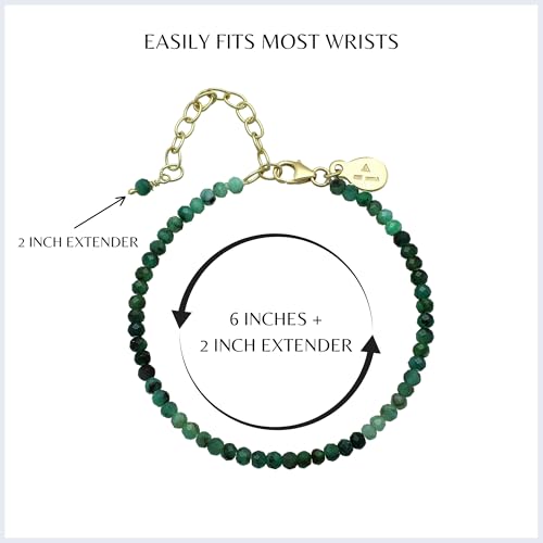 Faceted Bracelet for Women, Certified 925 Sterling Silver with 18K Gold Vermeil Healing Crystal Bracelets for Women - Crystals and Healing Stone Bracelet Women Jewelry for Gift - color: Emerald