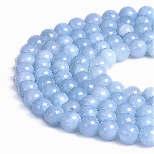Natural Gemstone Loose Beads Smooth Round Approxi 15 inch DIY Bracelet Necklace for Jewelry Making (6mm, Light Blue Dyed Jade) - color: Light Blue Dyed Jade, size: 6mm